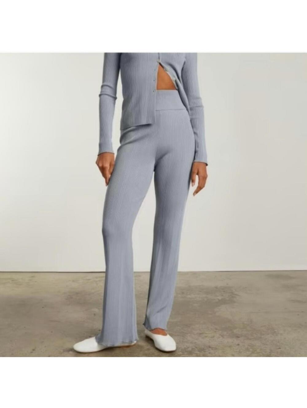 NWT S Everlane The Ribbed Knit Flare Pants